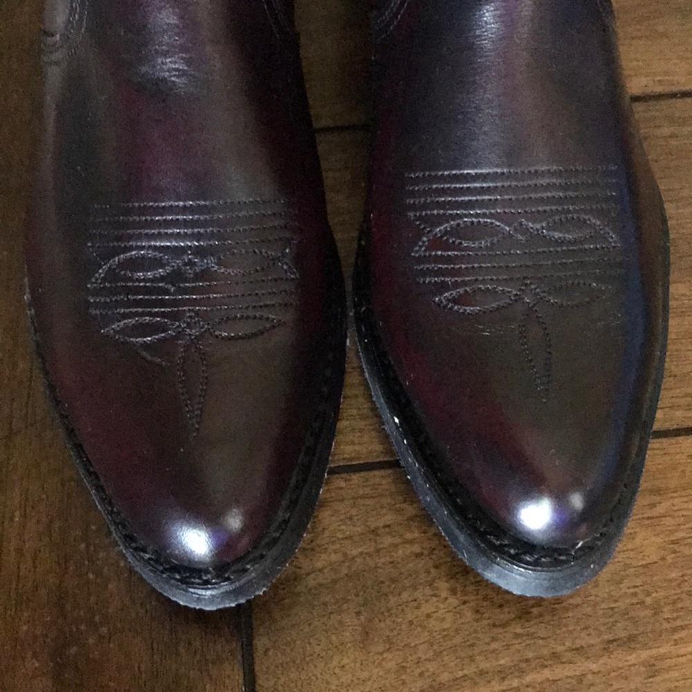 Sage Black Cherry Leather 7in Zipper Ankle Boots